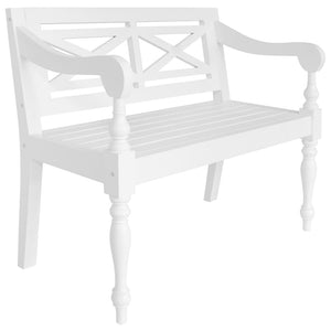 NNEVL Batavia Bench 98 cm Solid Mahogany Wood White