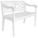 NNEVL Batavia Bench 98 cm Solid Mahogany Wood White