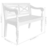 NNEVL Batavia Bench 98 cm Solid Mahogany Wood White