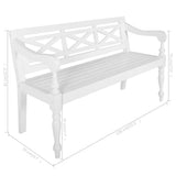 NNEVL Batavia Bench 136 cm Solid Mahogany Wood White