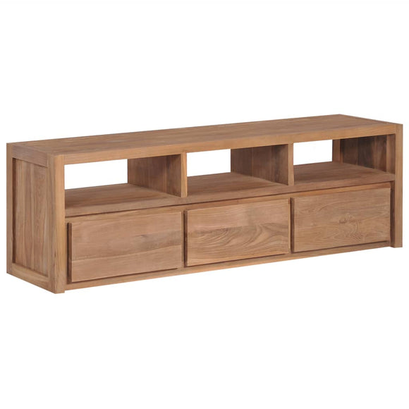 NNEVL TV Cabinet Solid Teak Wood with Natural Finish 120x30x40 cm