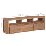 NNEVL TV Cabinet Solid Teak Wood with Natural Finish 120x30x40 cm