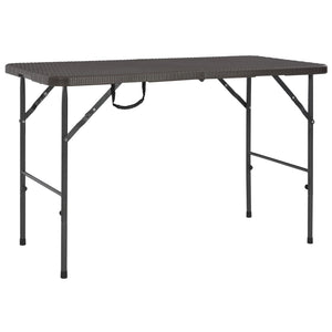 NNEVL Folding Garden Table Brown 120x60x74 cm HDPE Rattan Look