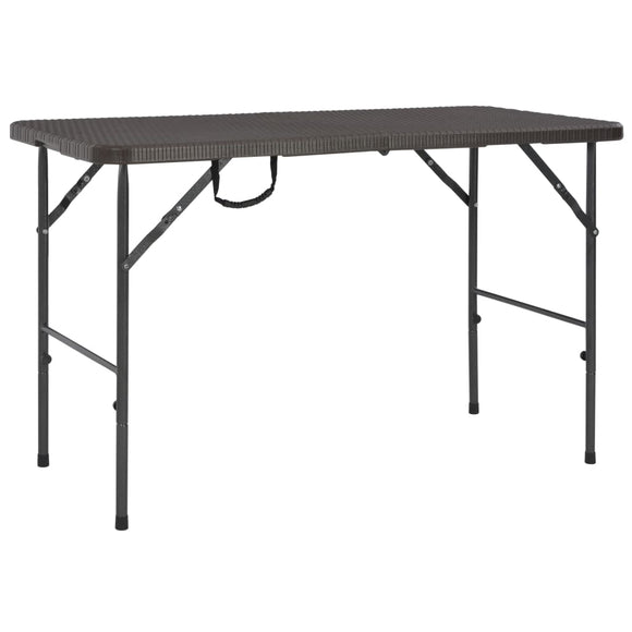 NNEVL Folding Garden Table Brown 120x60x74 cm HDPE Rattan Look
