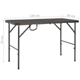 NNEVL Folding Garden Table Brown 120x60x74 cm HDPE Rattan Look