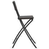 NNEVL Folding Bar Chairs 2 pcs HDPE and Steel Brown Rattan Look