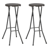 NNEVL Folding Bar Stools 2 pcs HDPE and Steel Brown Rattan Look