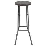 NNEVL Folding Bar Stools 2 pcs HDPE and Steel Brown Rattan Look
