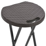 NNEVL Folding Bar Stools 2 pcs HDPE and Steel Brown Rattan Look