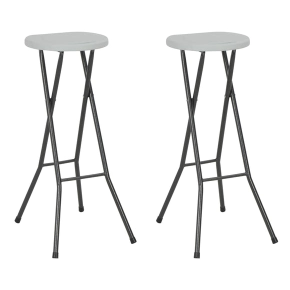 NNEVL Folding Bar Stools 2 pcs HDPE and Steel White