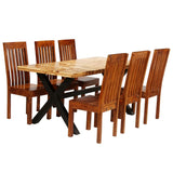 NNEVL Dining Table Set 7 Pieces Solid Acacia and Mango Wood