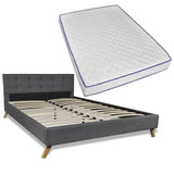 NNEVL Bed with Memory Foam Mattress Dark Grey Fabric Double Size