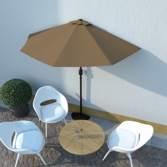 NNEVL Balcony Parasol with Aluminium Pole Taupe 270x135 cm Half