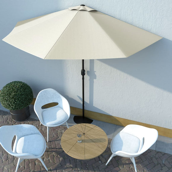 NNEVL Balcony Parasol with Aluminium Pole Sand 300x150 cm Half