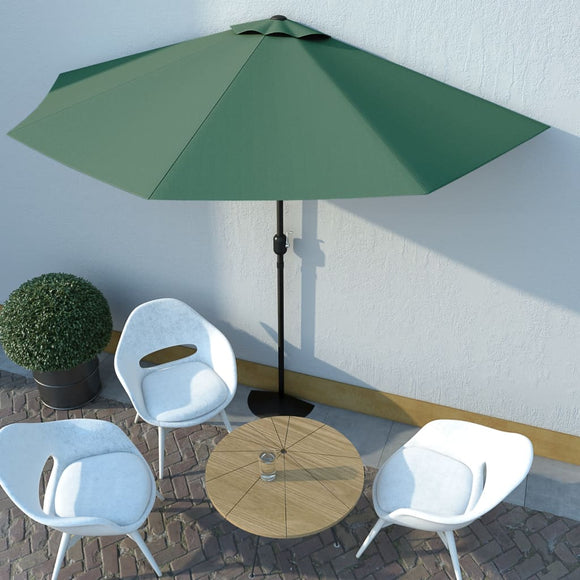 NNEVL Balcony Parasol with Aluminium Pole Green 300x150 cm Half