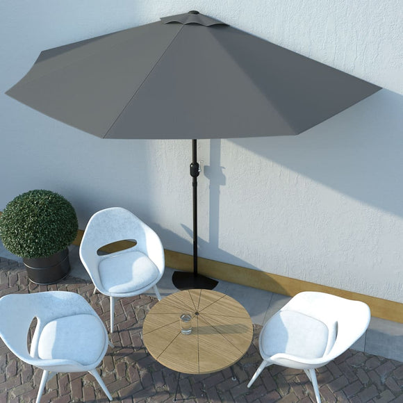 NNEVL Balcony Parasol with Aluminium Pole Anthracite 300x150 cm Half