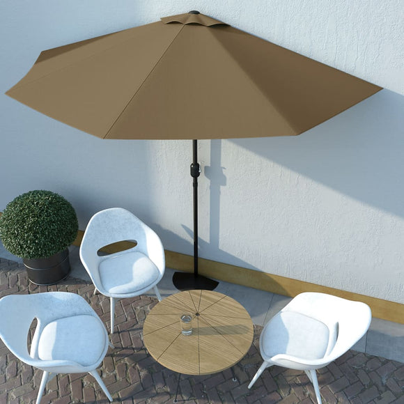 NNEVL Balcony Parasol with Aluminium Pole Taupe 300x150 cm Half
