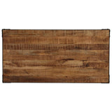 NNEVL Dining Table Solid Rough Mange Wood and Steel 120 cm