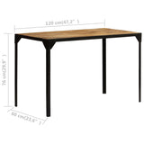 NNEVL Dining Table Solid Rough Mange Wood and Steel 120 cm