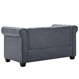 NNEVL 2-Seater Chesterfield Sofa Artificial Suede Leather Grey