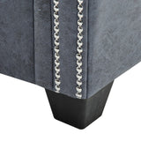 NNEVL 2-Seater Chesterfield Sofa Artificial Suede Leather Grey
