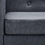 NNEVL 2-Seater Chesterfield Sofa Artificial Suede Leather Grey