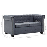 NNEVL 2-Seater Chesterfield Sofa Artificial Suede Leather Grey