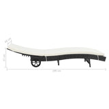 NNEVL Sun Lounger with Wheels and Cushion Poly Rattan Black