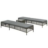 NNEVL Sunloungers 2 pcs with Table Poly Rattan Grey