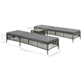 NNEVL Sunloungers 2 pcs with Table Poly Rattan Grey