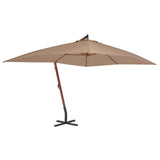 NNEVL Cantilever Umbrella with Wooden Pole 400x300 cm Taupe