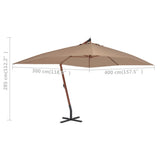 NNEVL Cantilever Umbrella with Wooden Pole 400x300 cm Taupe