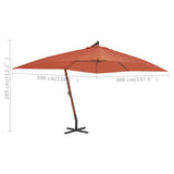 NNEVL Cantilever Umbrella with Wooden Pole 400x300 cm Terracotta