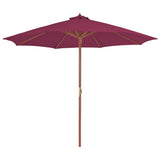 NNEVL Outdoor Parasol with Wooden Pole 300 cm Bordeaux Red