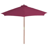 NNEVL Outdoor Parasol with Wooden Pole 300 cm Bordeaux Red