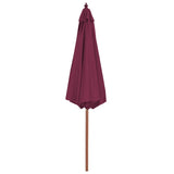 NNEVL Outdoor Parasol with Wooden Pole 300 cm Bordeaux Red