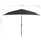 NNEVL Outdoor Parasol with Metal Pole 300x200 cm Anthracite