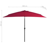 NNEVL Outdoor Parasol with Metal Pole 300x200 cm Bordeaux Red