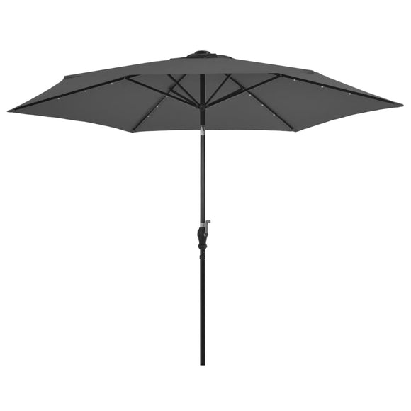 NNEVL Outdoor Parasol with LED Lights and Steel Pole 300cm Anthracite