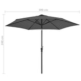 NNEVL Outdoor Parasol with LED Lights and Steel Pole 300cm Anthracite