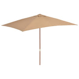 NNEVL Outdoor Parasol with Wooden Pole 200x300 cm Taupe