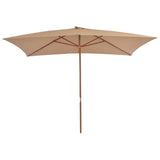 NNEVL Outdoor Parasol with Wooden Pole 200x300 cm Taupe
