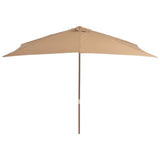 NNEVL Outdoor Parasol with Wooden Pole 200x300 cm Taupe