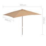 NNEVL Outdoor Parasol with Wooden Pole 200x300 cm Taupe