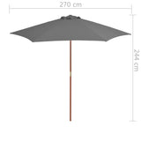 NNEVL Outdoor Parasol with Wooden Pole 270 cm Anthracite