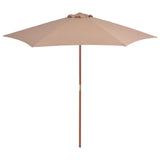 NNEVL Outdoor Parasol with Wooden Pole 270 cm Taupe