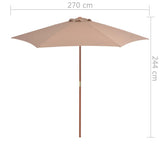 NNEVL Outdoor Parasol with Wooden Pole 270 cm Taupe
