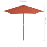 NNEVL Outdoor Parasol with Wooden Pole 270 cm Terracotta