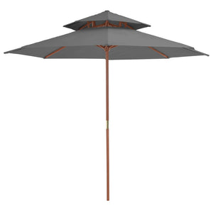 NNEVL Double Decker Parasol with Wooden Pole 270 cm Anthracite