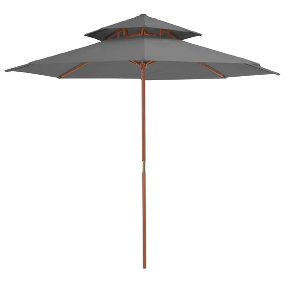 NNEVL Double Decker Parasol with Wooden Pole 270 cm Anthracite